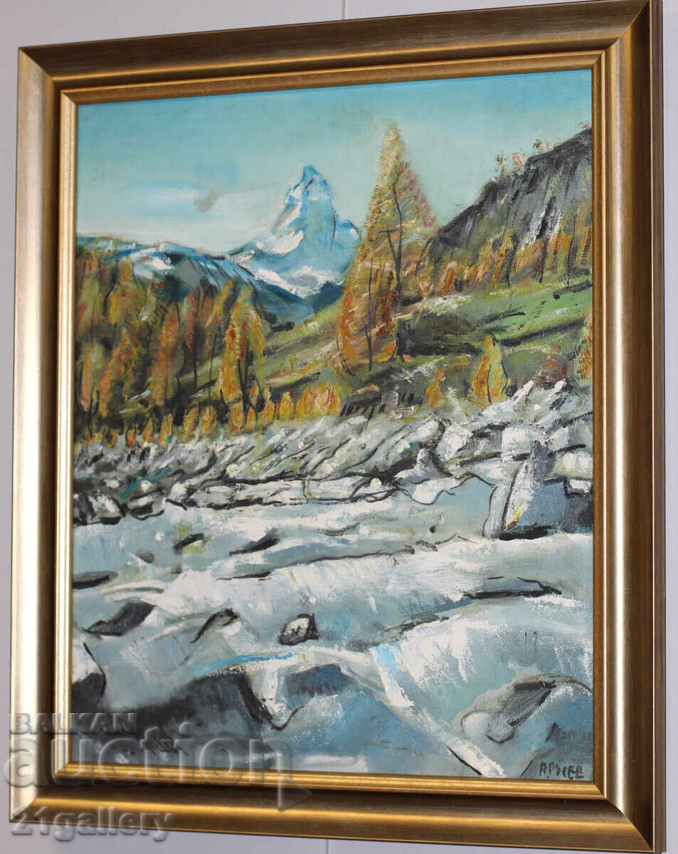 Delivery of A. Rusev / Oil painting, mountain landscape, signed