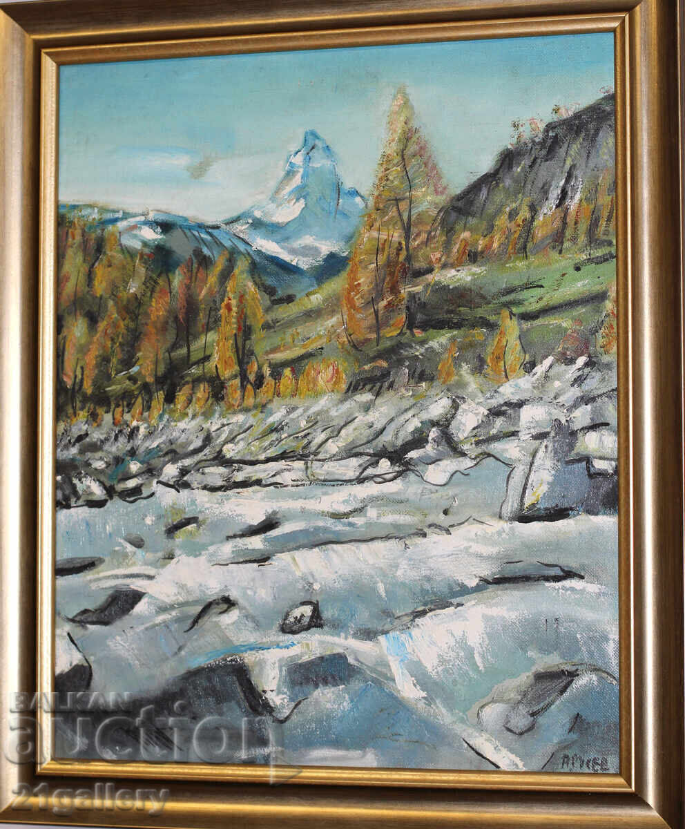 A. Rusev / Oil painting, mountain landscape, signed