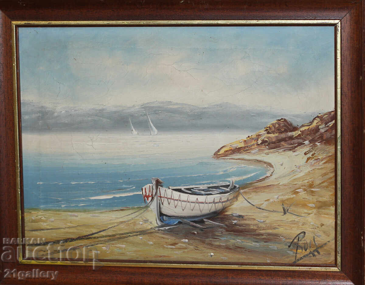 Oil painting, seascape, signed with price 200.00 BGN | € 102.26 Oil painting, seascape, signed with price 200.00 BGN | € 102.26