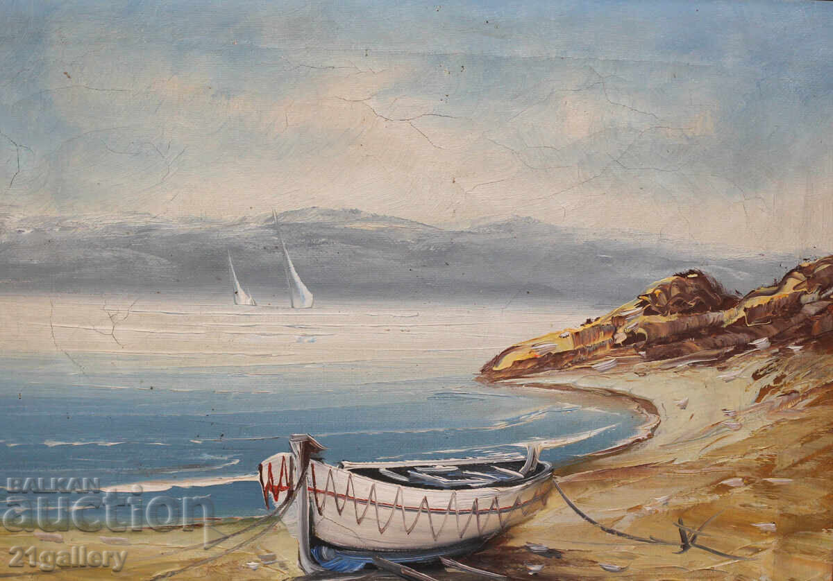 Oil painting, seascape, signed - 5 Oil painting, seascape, signed - 5