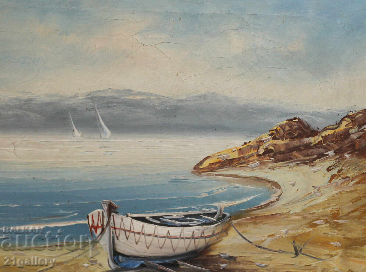 Oil painting, seascape, signed - 6 Oil painting, seascape, signed - 6