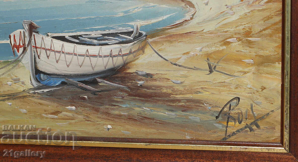 Oil painting, seascape, signed - 7 Oil painting, seascape, signed - 7