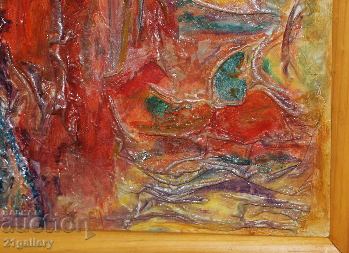 R. Natsev, collage, oil paints, signed - 6 R. Natsev, collage, oil paints, signed - 6