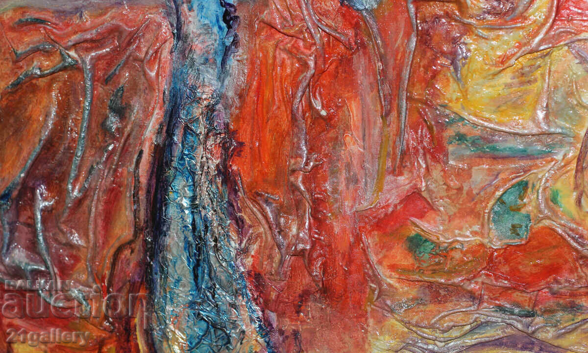 R. Natsev, collage, oil paints, signed - 7 R. Natsev, collage, oil paints, signed - 7