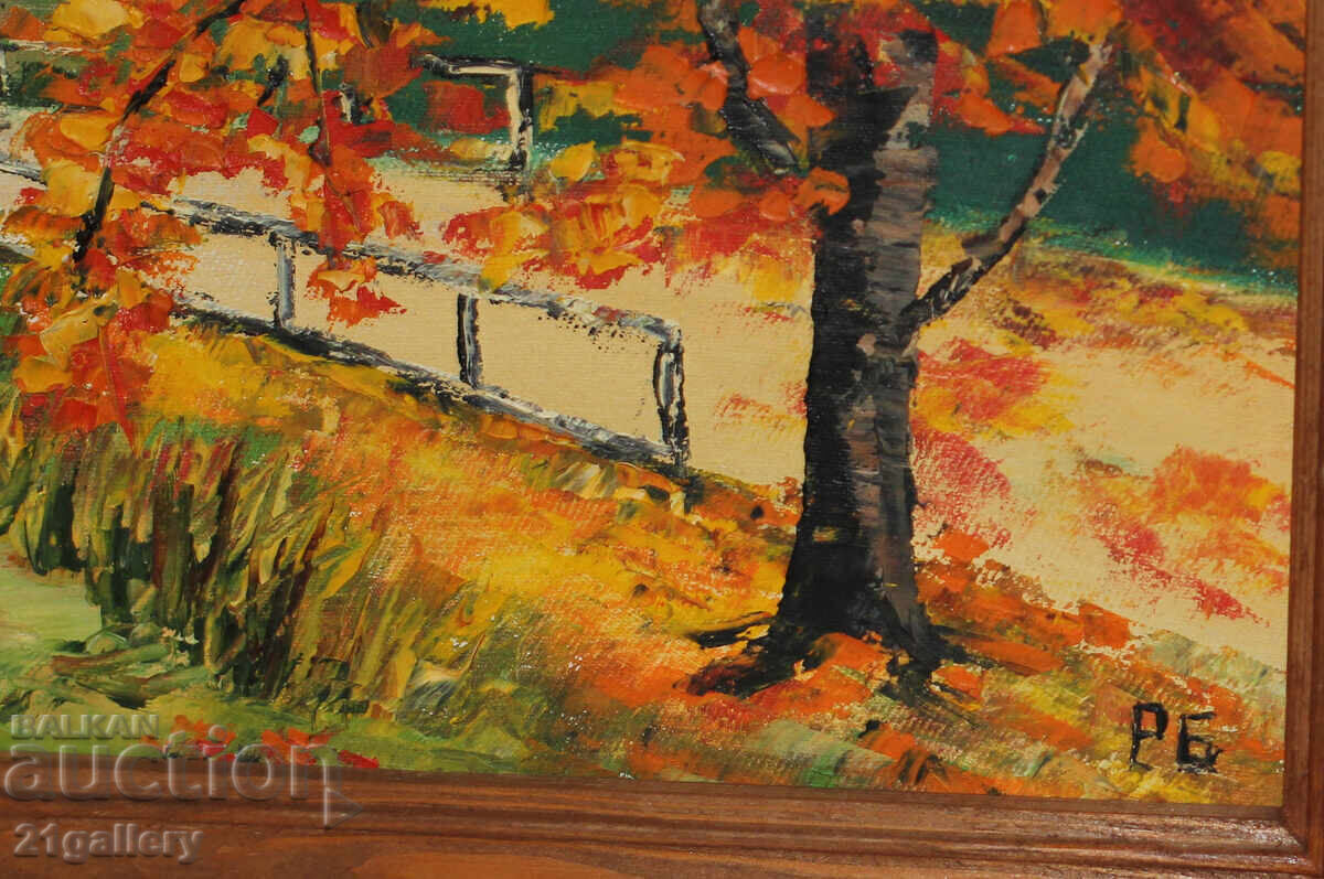 Oil painting, Autumn landscape, signed - 7 Oil painting, Autumn landscape, signed - 7