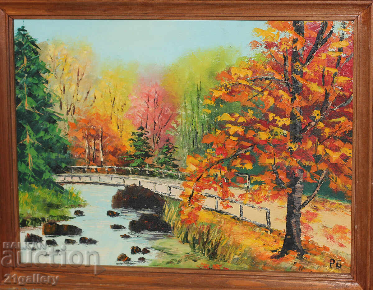 Oil painting, Autumn landscape, signed Oil painting, Autumn landscape, signed