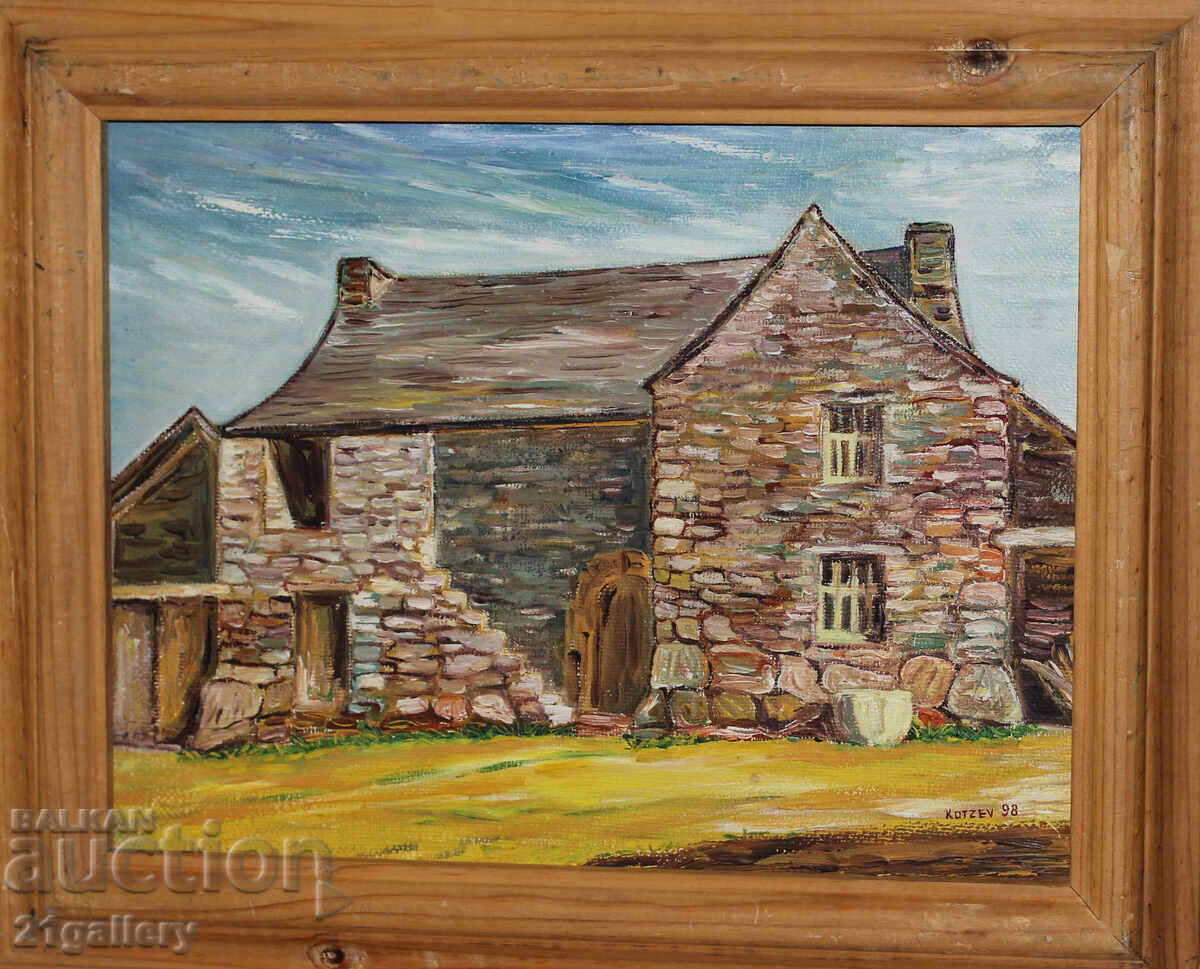 Oil painting, old house - landscape 1998. Oil painting, old house - landscape 1998.