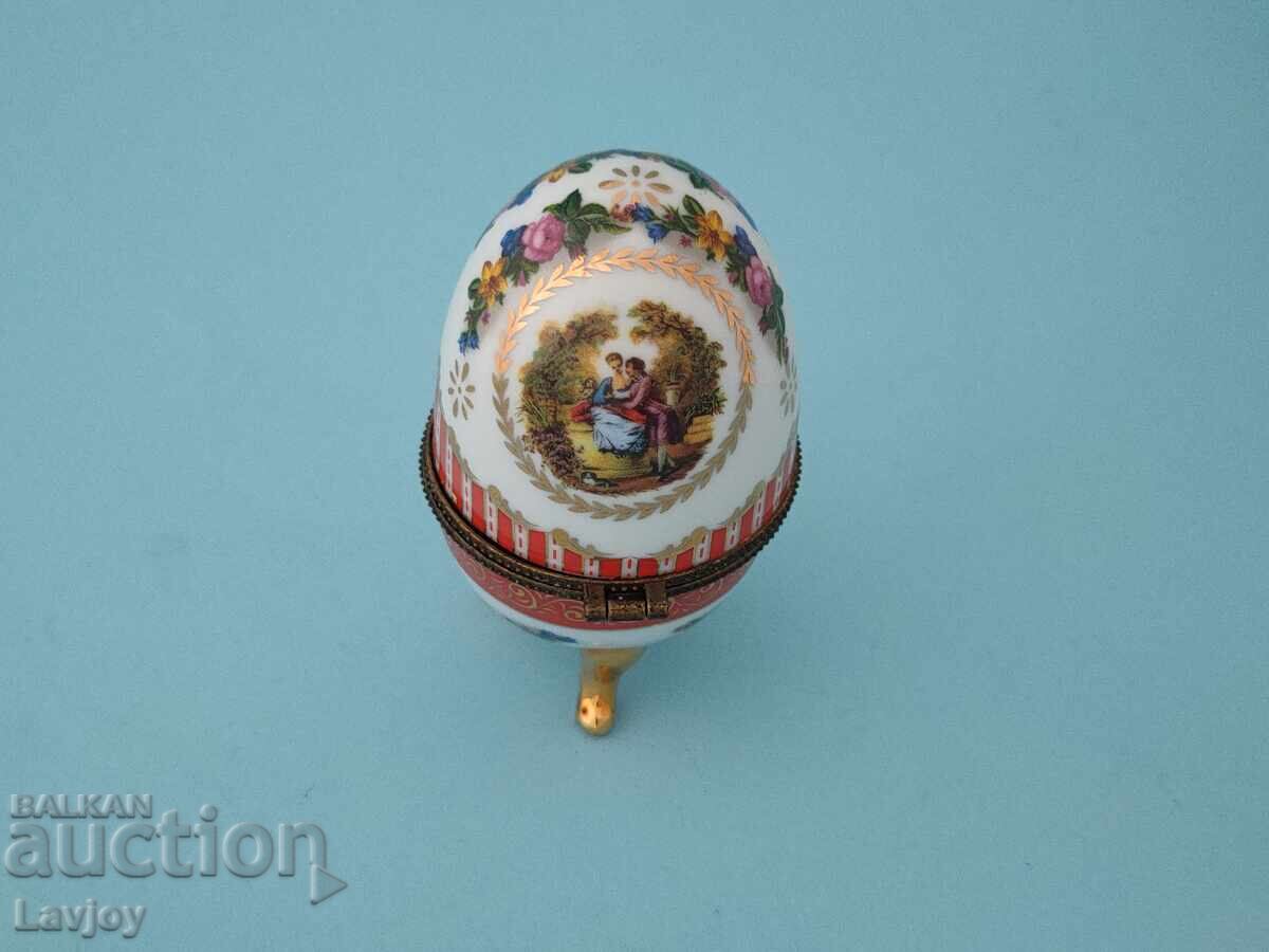 Porcelain egg Romantic scene Faberge type - 5 Porcelain egg Romantic scene Faberge type - 5