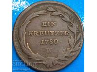 1 Kreuzer 1780 Austria V - Viena Maria Tereza (1740-1780)