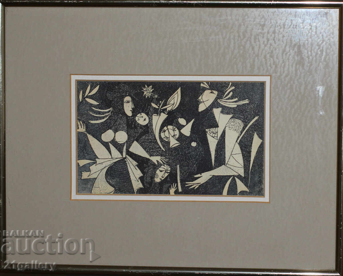 Веселин Дамянов (1977-), Абстрактна композиция , Графика с цена 200.00 лв. | € 102.26