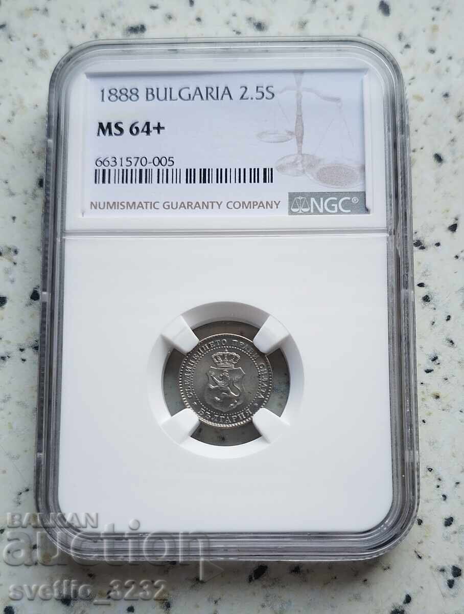 2 1/2 cents 1888 MS 64+ NGC