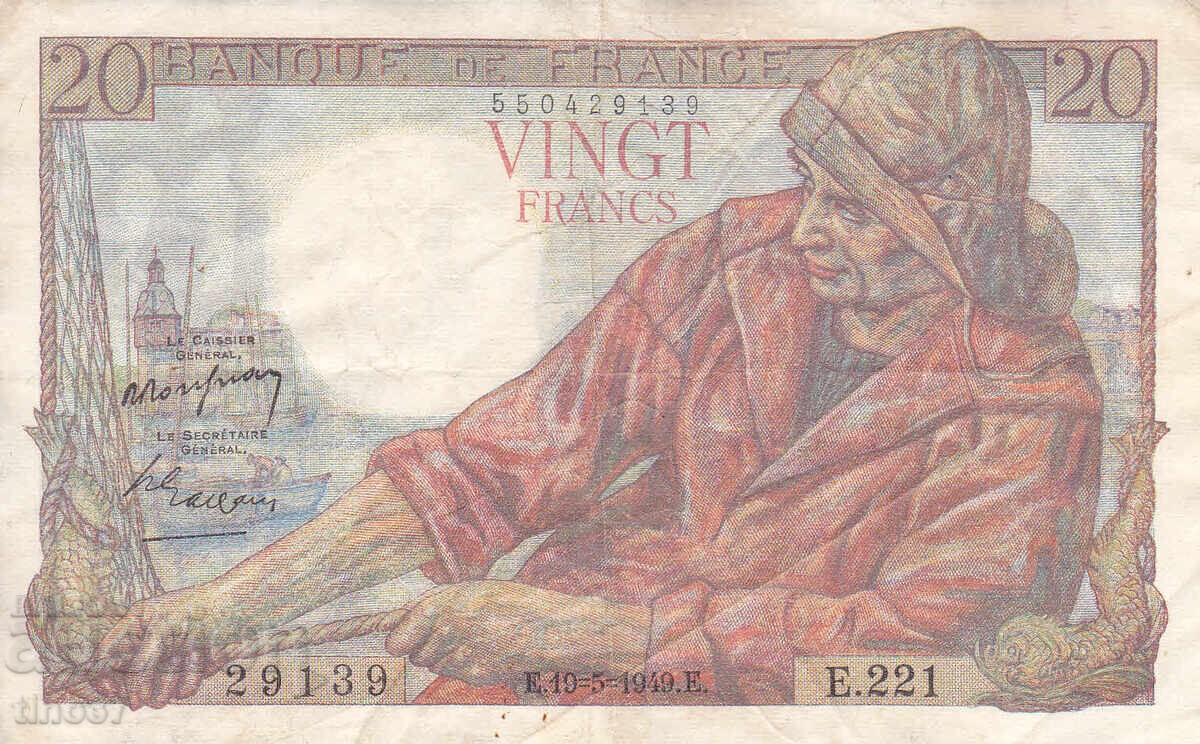 tino37- FRANTA - 20 FRANCI - 1949 - VF cu preț € 8.80 | 17.21 BGN tino37- FRANTA - 20 FRANCI - 1949 - VF cu preț € 8.80 | 17.21 BGN