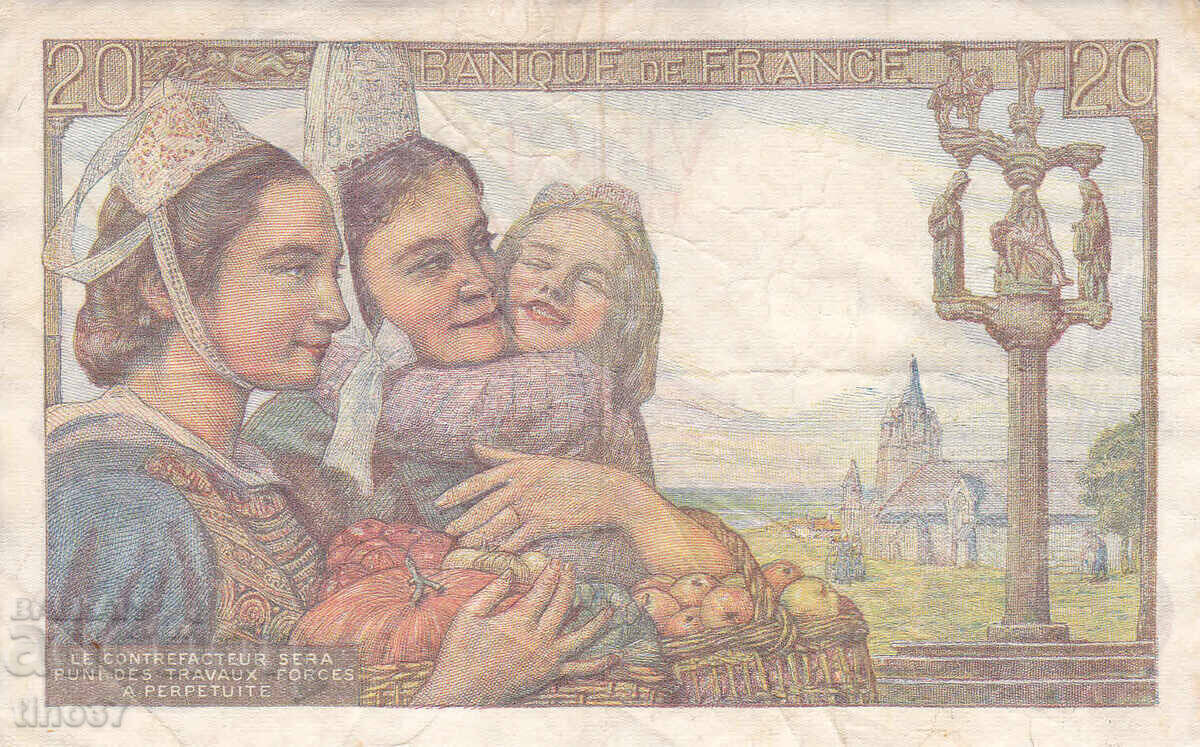 Auction tino37- FRANCE - 20 FRANC - 1949 - VF Auction tino37- FRANCE - 20 FRANC - 1949 - VF