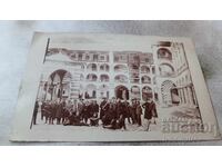 Students with their teacher in the courtyard of the Rila Monastery, 1929