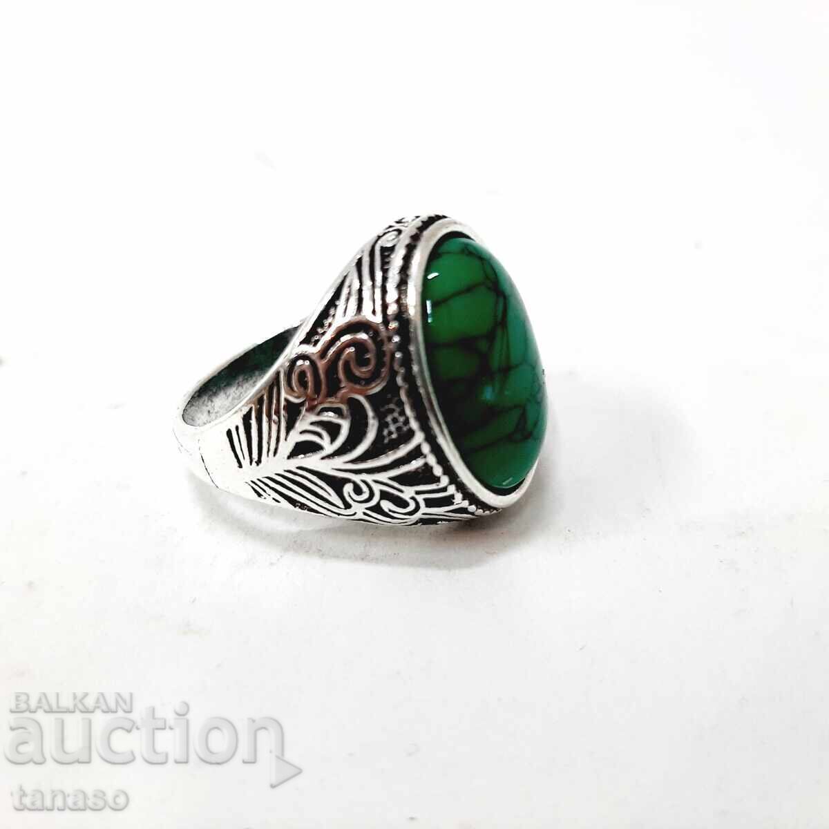 Ring with green turquoise - 5