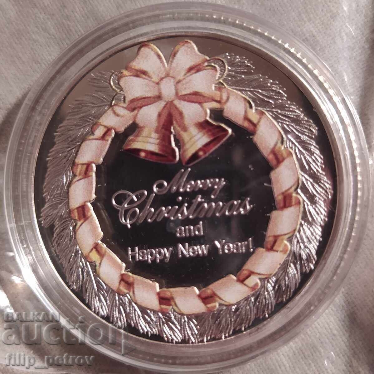 Christmas - New Year plaque in a protective capsule. - 5 Christmas - New Year plaque in a protective capsule. - 5