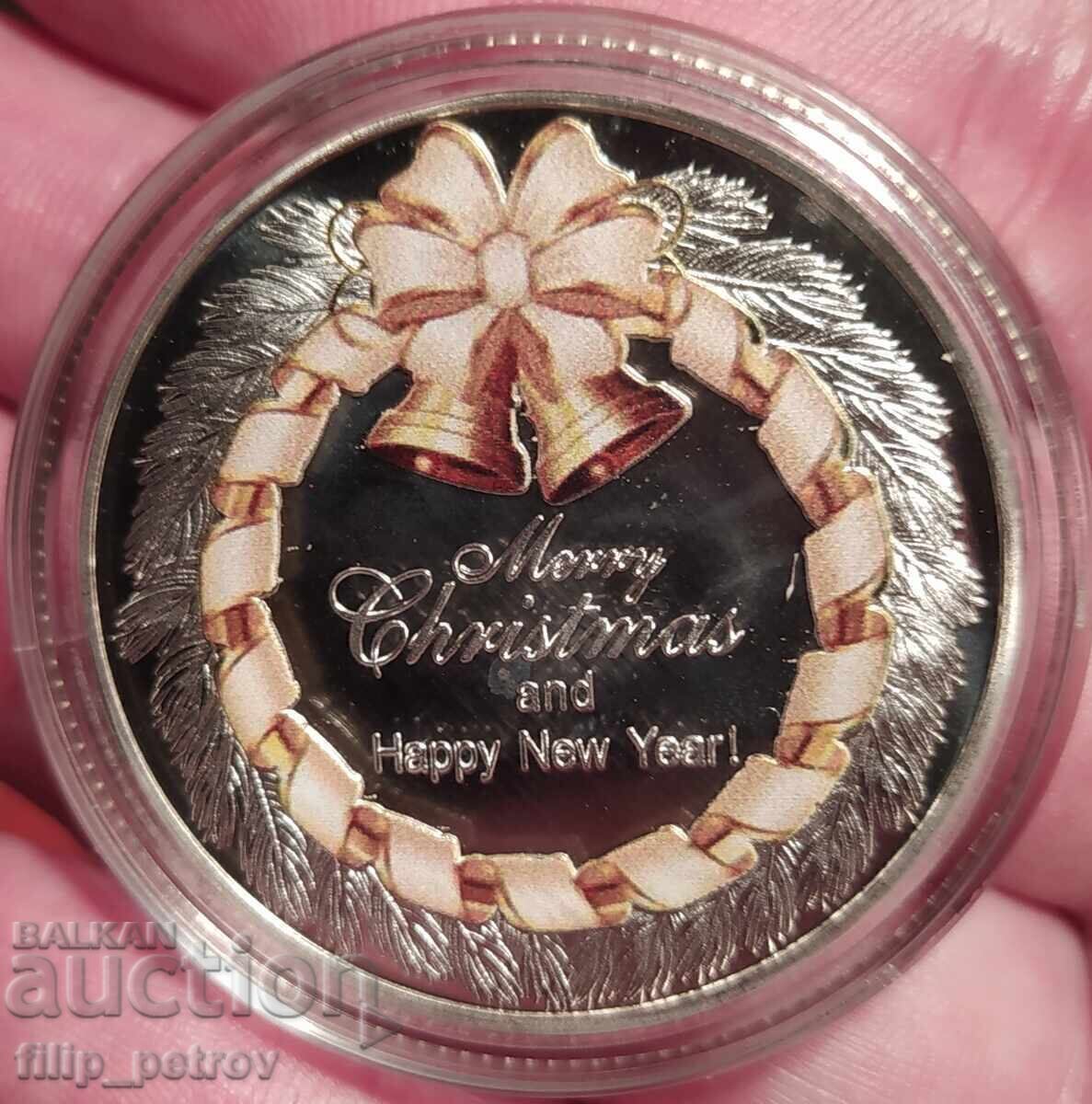 Christmas - New Year plaque in a protective capsule. - 6 Christmas - New Year plaque in a protective capsule. - 6