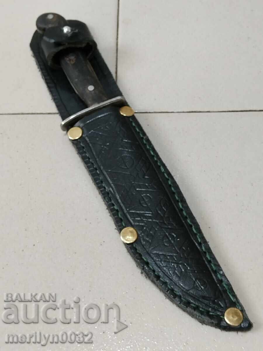 Hunting knife with scabbard, carved buffalo horn with price 92.00 BGN | € 47.04 Hunting knife with scabbard, carved buffalo horn with price 92.00 BGN | € 47.04