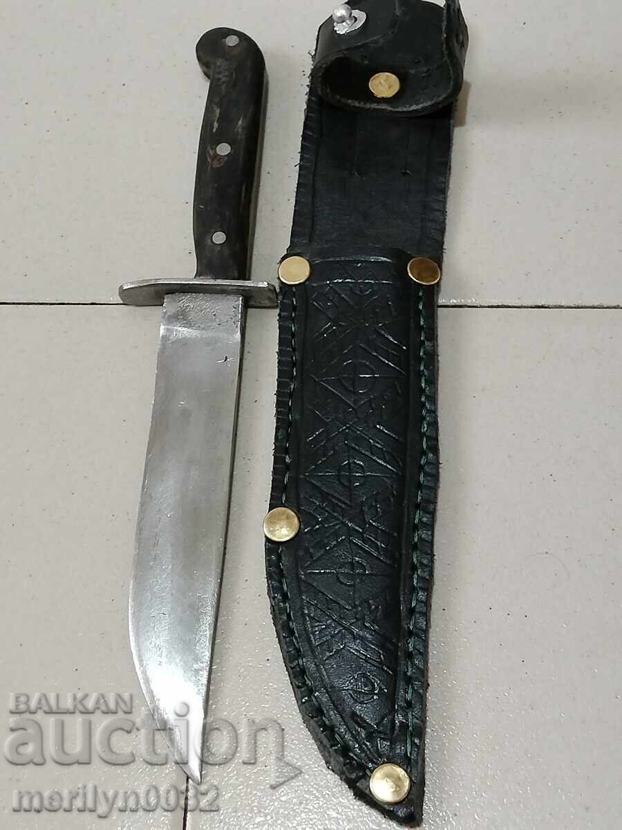 Hunting knife with scabbard, carved buffalo horn - 5 Hunting knife with scabbard, carved buffalo horn - 5