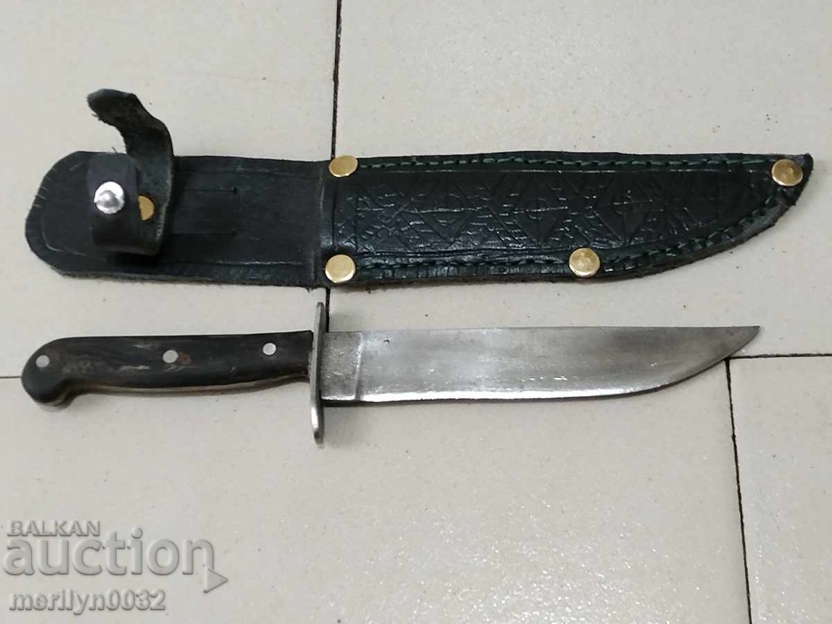 Hunting knife with scabbard, carved buffalo horn - 6 Hunting knife with scabbard, carved buffalo horn - 6