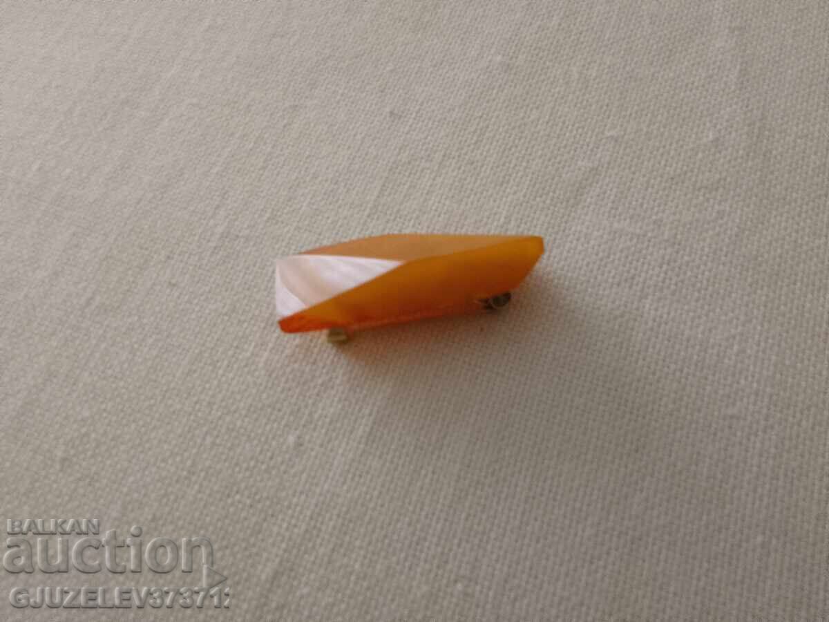 Old gold-plated Russian brooch with amber Old gold-plated Russian brooch with amber