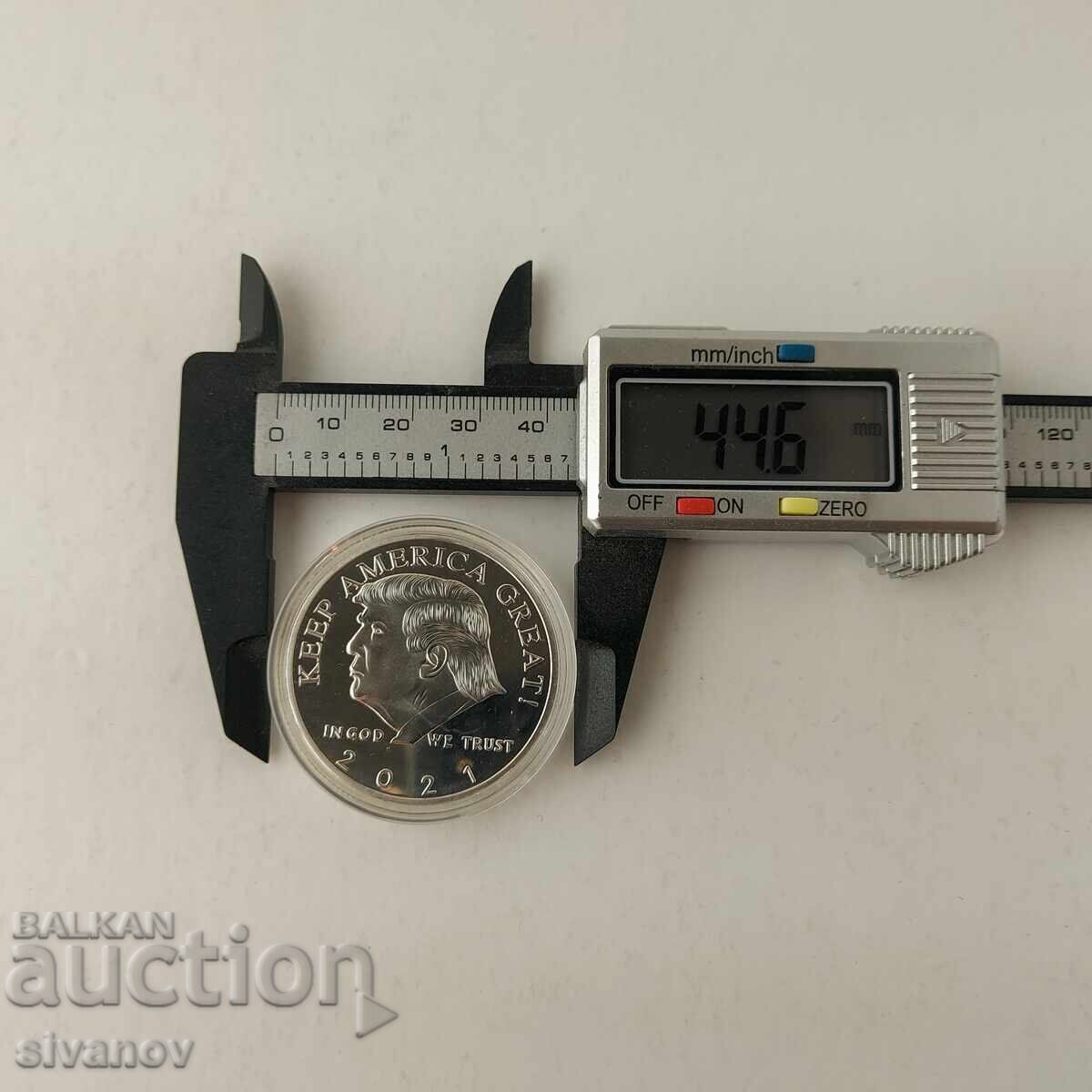 Donald Trump 2021 coin plaque in silver-plated capsule B0101 - 5 Donald Trump 2021 coin plaque in silver-plated capsule B0101 - 5