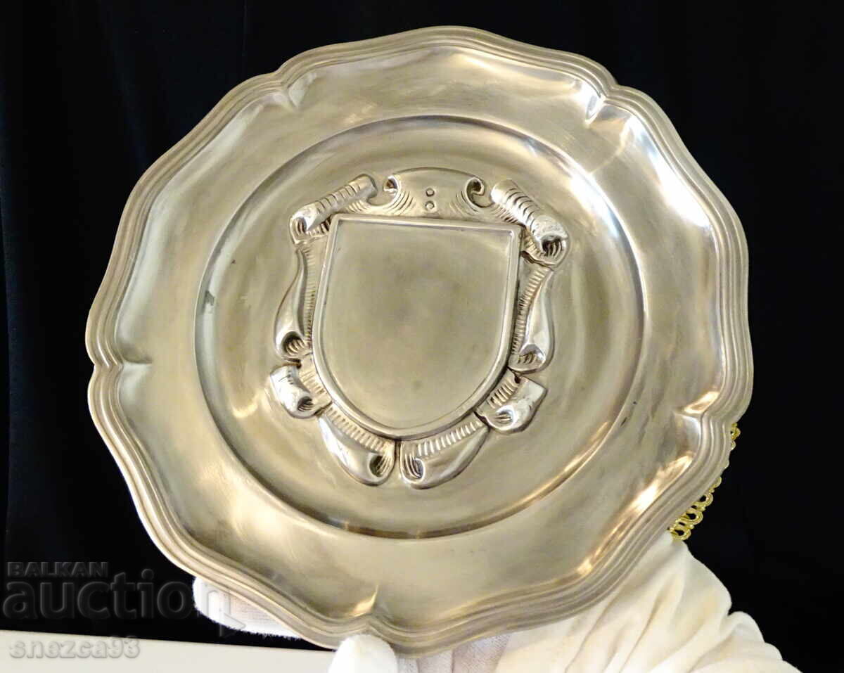 Pewter plate for a pewter wedding with a photo frame, engraving with price 36.00 BGN | € 18.41