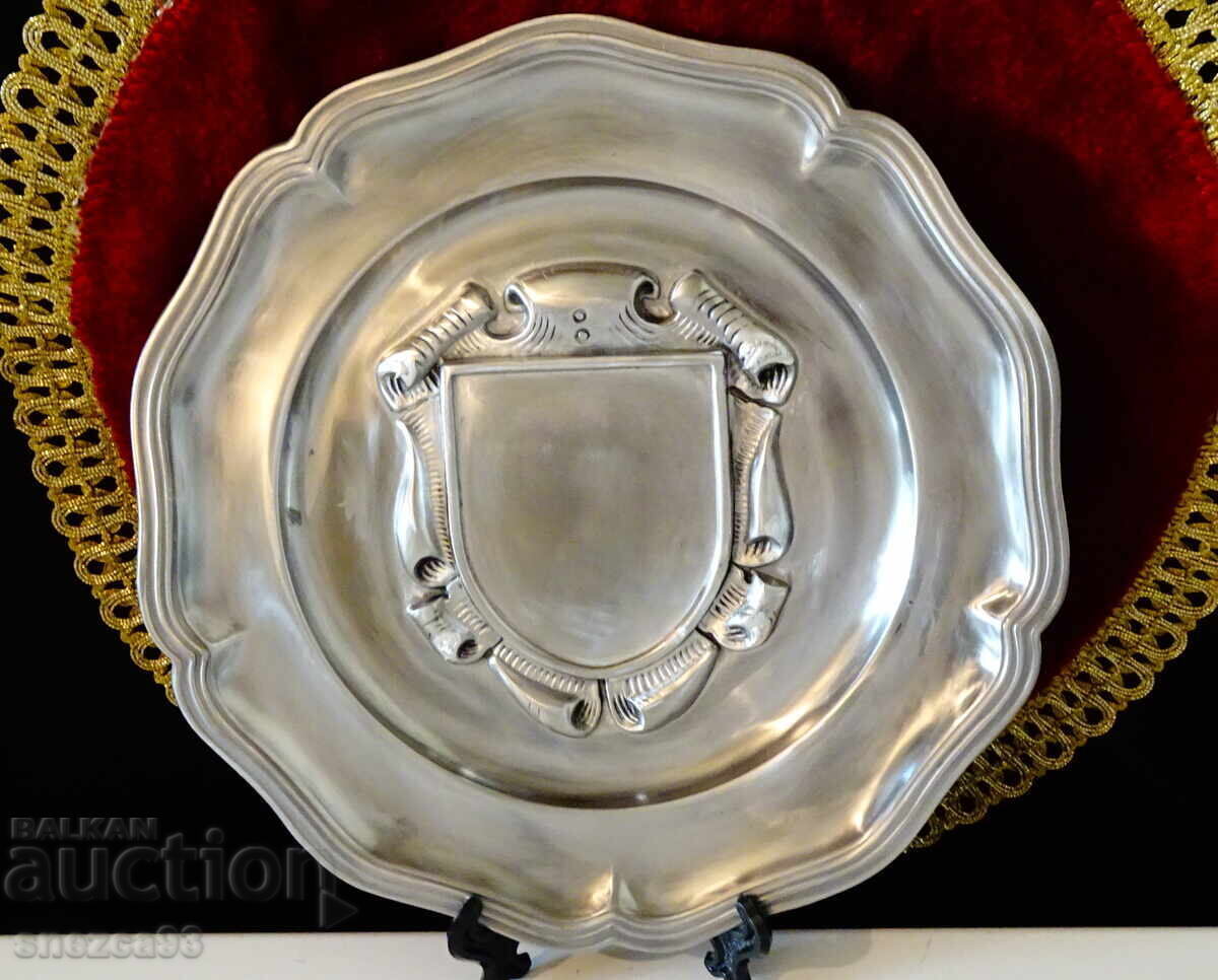 Pewter plate for a pewter wedding with a photo frame, engraving