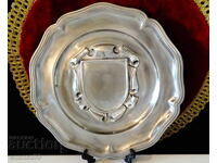 Калаена чиния за калаена сватба с рамка за снимка,гравиране.