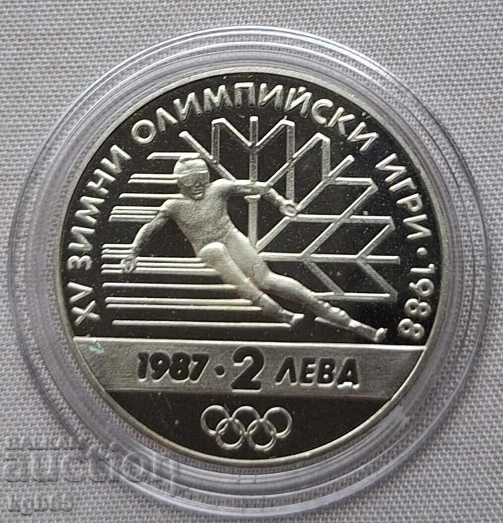 2 leva 1987 Winter Olympic Games.#4 2 leva 1987 Winter Olympic Games.#4