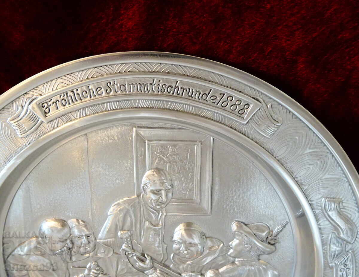 Pewter panel, painting Fröhliche Stammtischrunde by Grützner with price 89.00 BGN | € 45.50