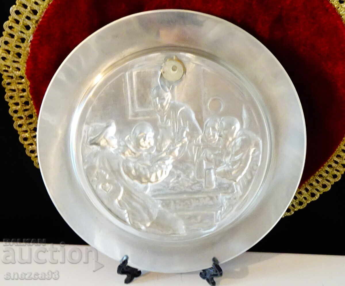 Pewter panel, painting Fröhliche Stammtischrunde by Grützner - 6