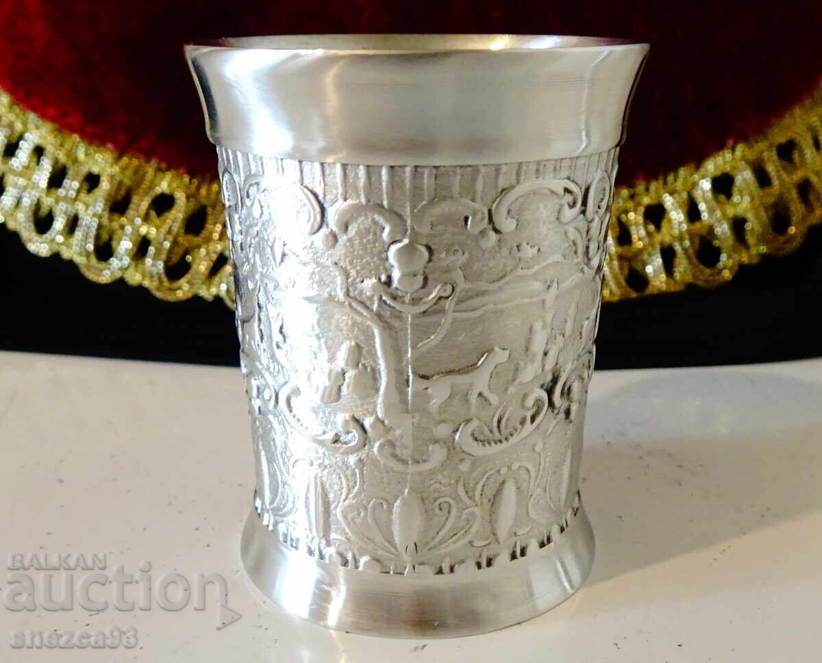 Auction Three pewter cups with hunting scene, Dionysus, Renaissance Auction Three pewter cups with hunting scene, Dionysus, Renaissance