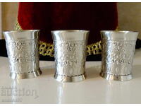 Three pewter cups with a hunting scene, Renaissance.