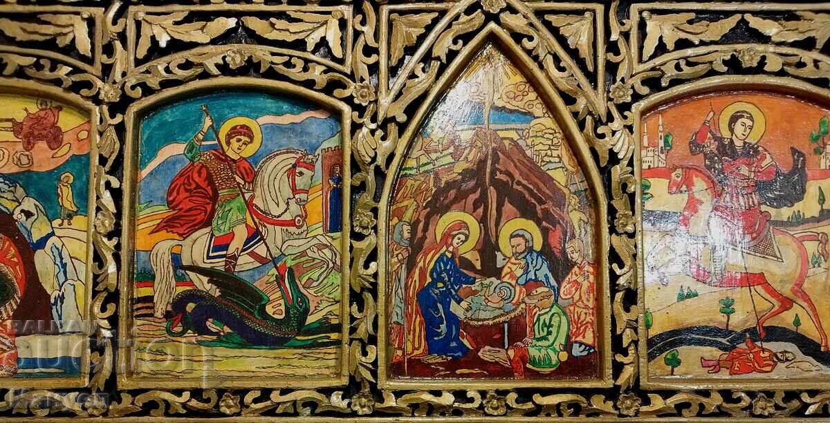 Auction Old home iconostasis. Auction Old home iconostasis.