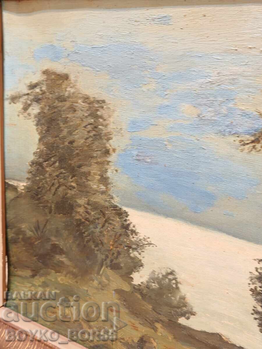 Delivery of Antique Large Landscape Painting Oil Paints, Cardboard from the 1930s Delivery of Antique Large Landscape Painting Oil Paints, Cardboard from the 1930s