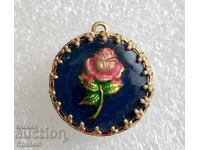 OLD BRONZE MEDALLION, EMBELLISHED ROSE (901)