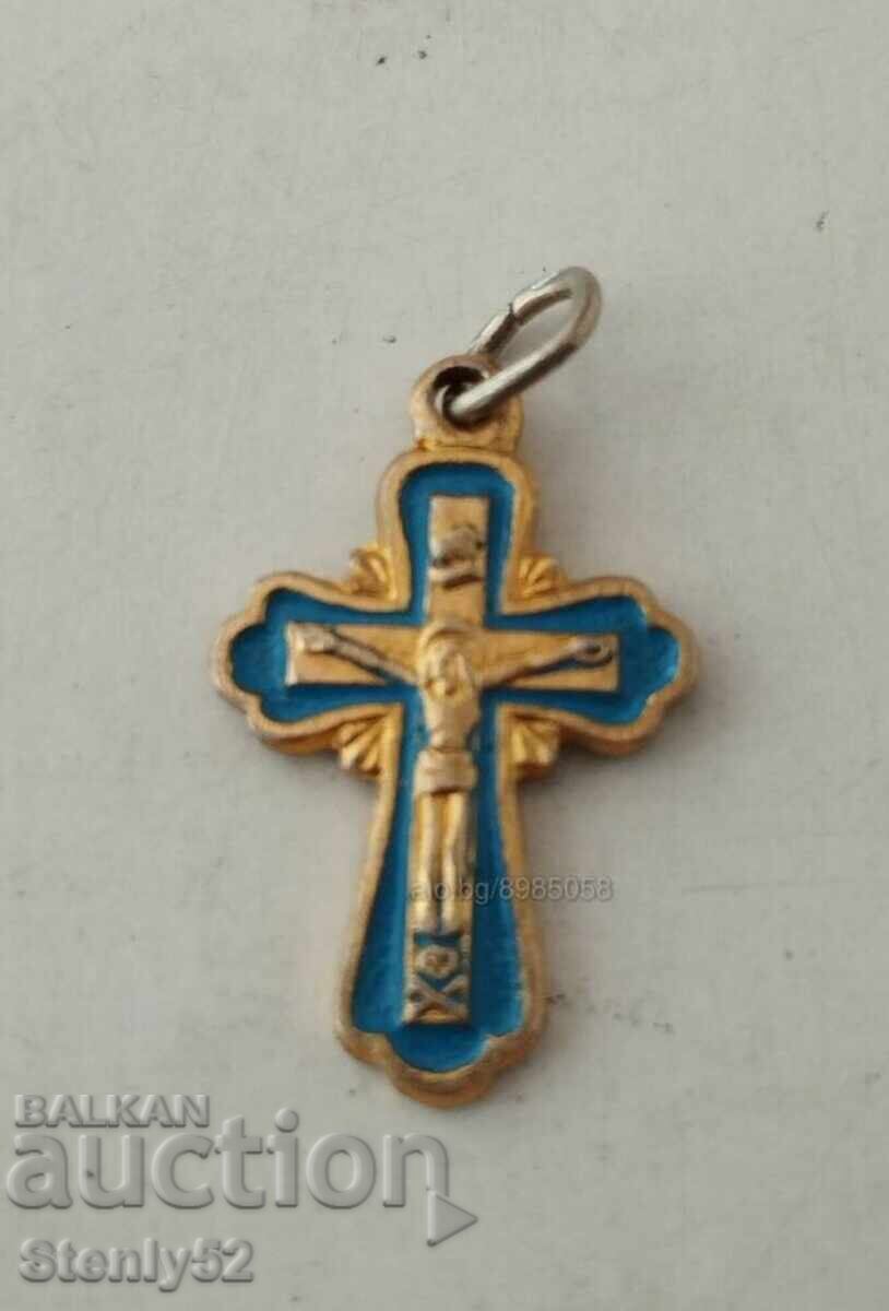 Cruce, medalion cu email "Răstignirea" cu dimensiunea 2/1.5 cm