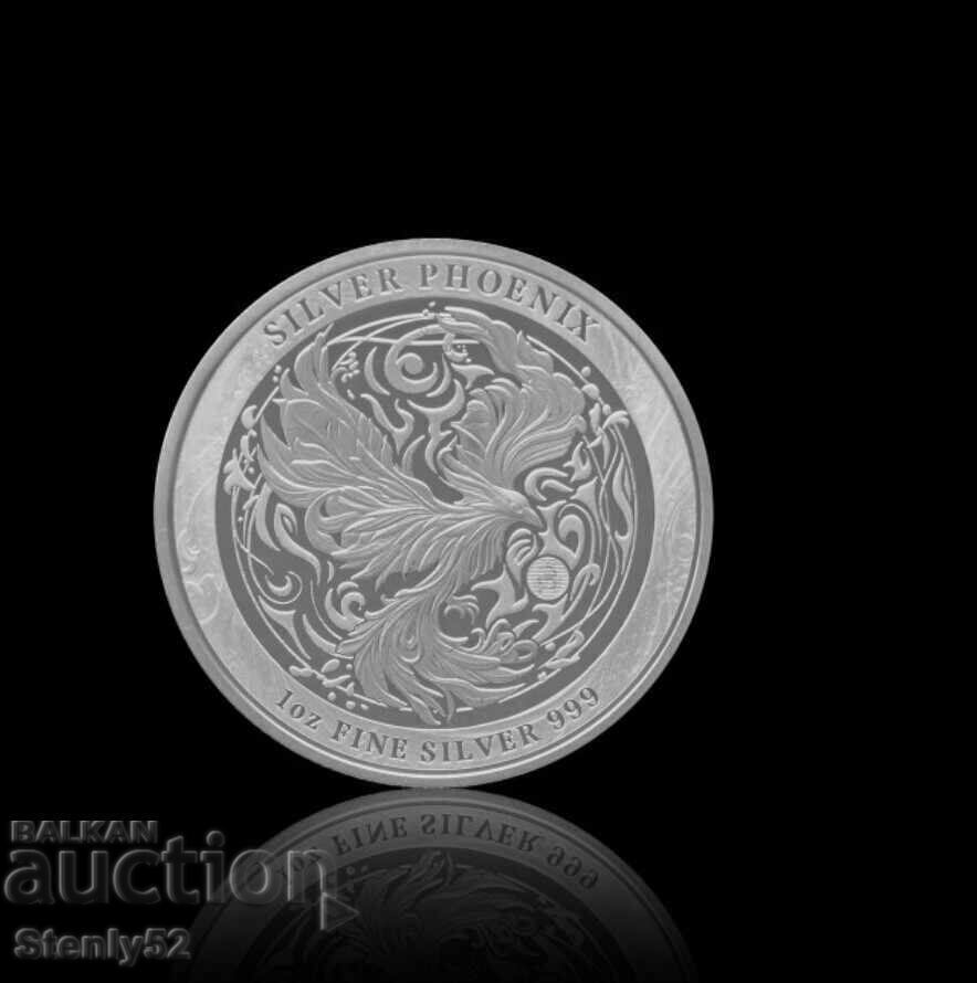 Monedă de argint mitică pasăre Phoenix de 1 oz Monedă de argint mitică pasăre Phoenix de 1 oz