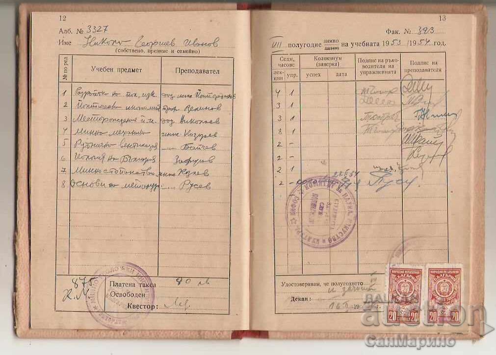 Student's book State Polytechnic 1951 - 5 Student's book State Polytechnic 1951 - 5