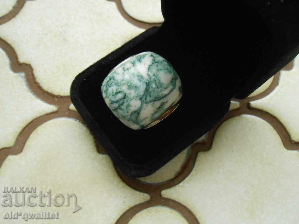 GORGEOUS SILVER RING with moss agate, FANTASTIC with price 197.00 BGN | € 100.72