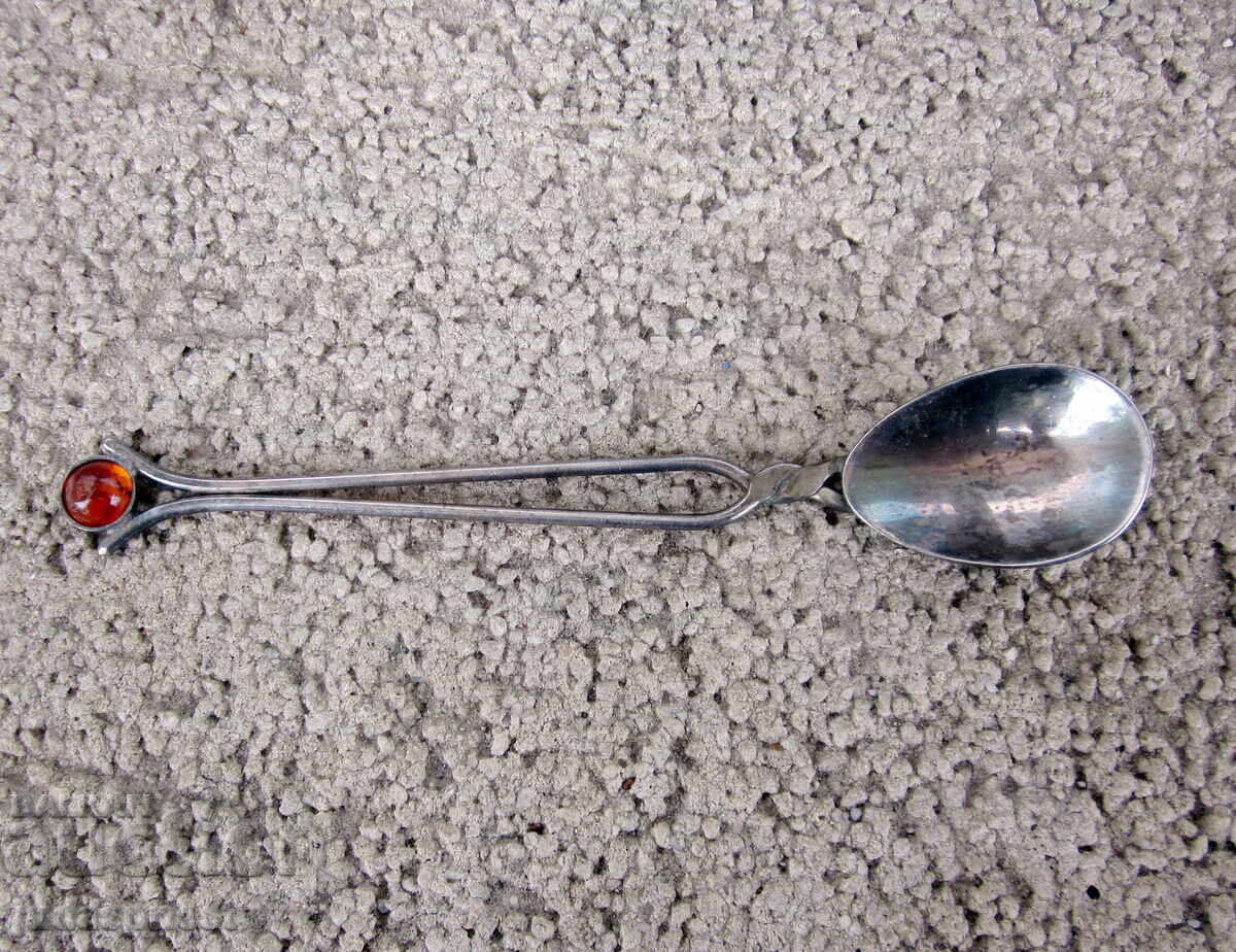 Δημοπρασία Ασημί με ρωσική σήμανση; κουτάλι κουταλάκι τσαγιού με κεχριμπάρι Δημοπρασία Ασημί με ρωσική σήμανση; κουτάλι κουταλάκι τσαγιού με κεχριμπάρι