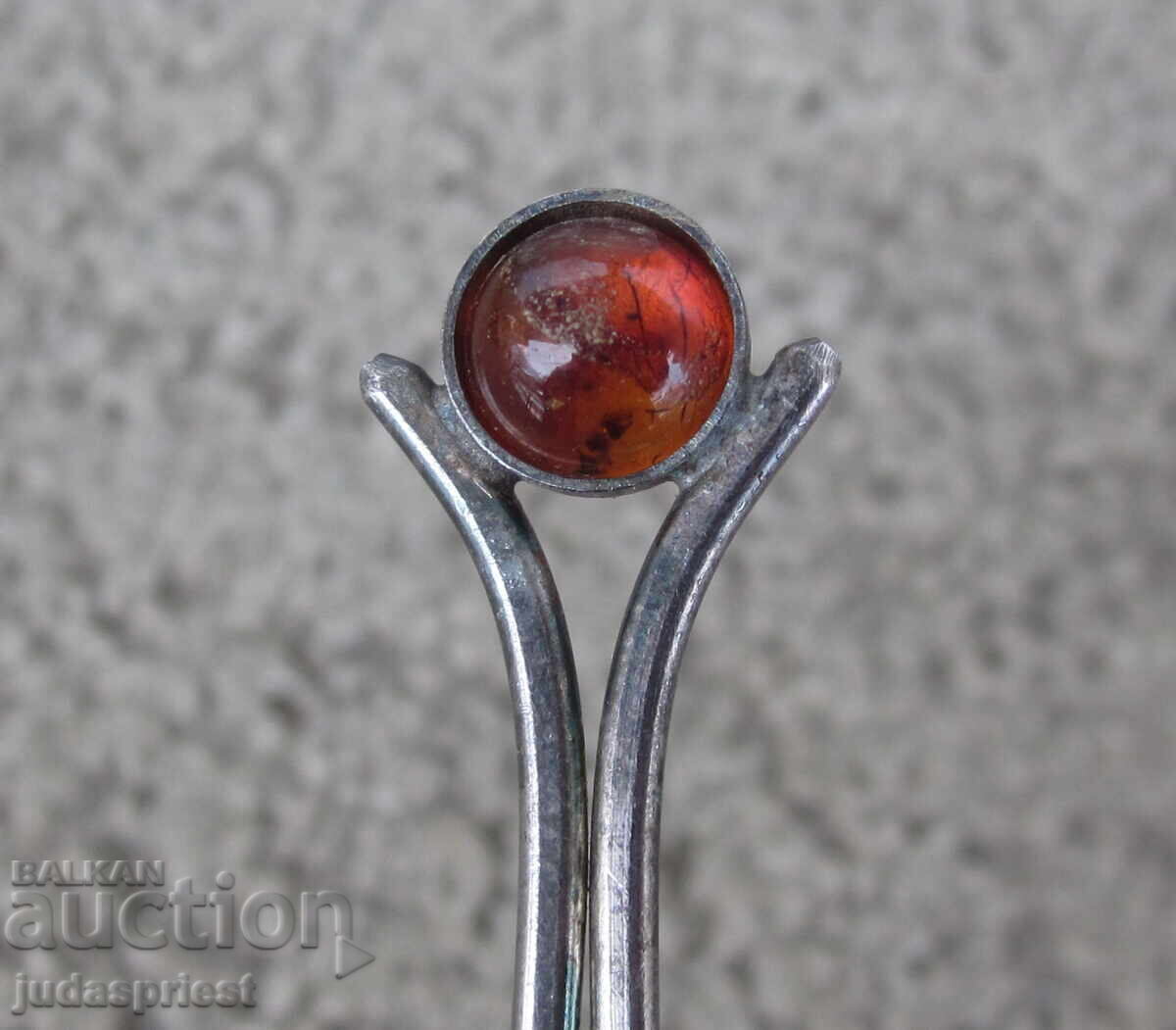 Ασημί με ρωσική σήμανση; κουτάλι κουταλάκι τσαγιού με κεχριμπάρι - 5 Ασημί με ρωσική σήμανση; κουτάλι κουταλάκι τσαγιού με κεχριμπάρι - 5