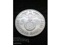 5 marks 1937 Germany silver letter G