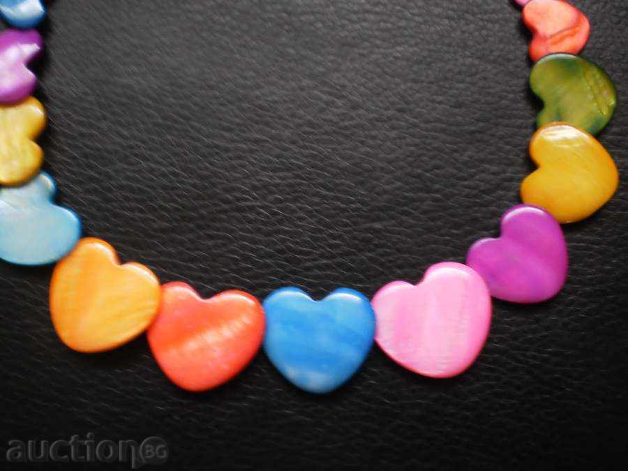 Multicolored mother-of-pearl heart-shaped necklace, at a lower price with price 30.00 BGN | € 15.34