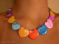 Multicolored mother-of-pearl heart-shaped necklace, at a lower price