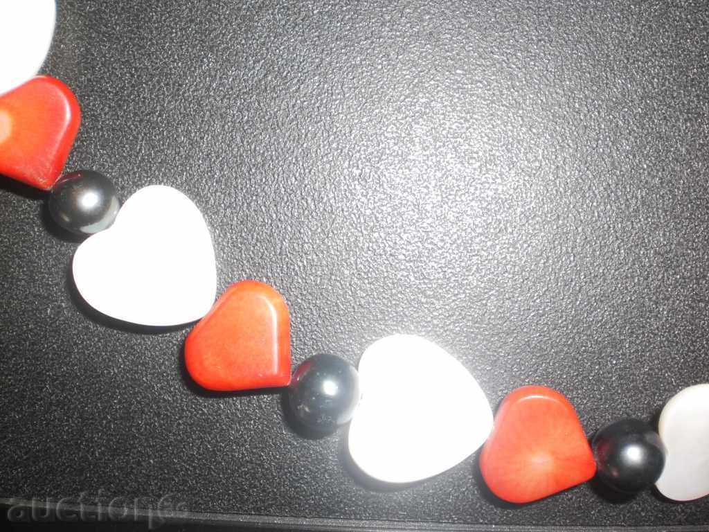 Heart-shaped red coral and mother-of-pearl necklace with pearls - 5 Heart-shaped red coral and mother-of-pearl necklace with pearls - 5