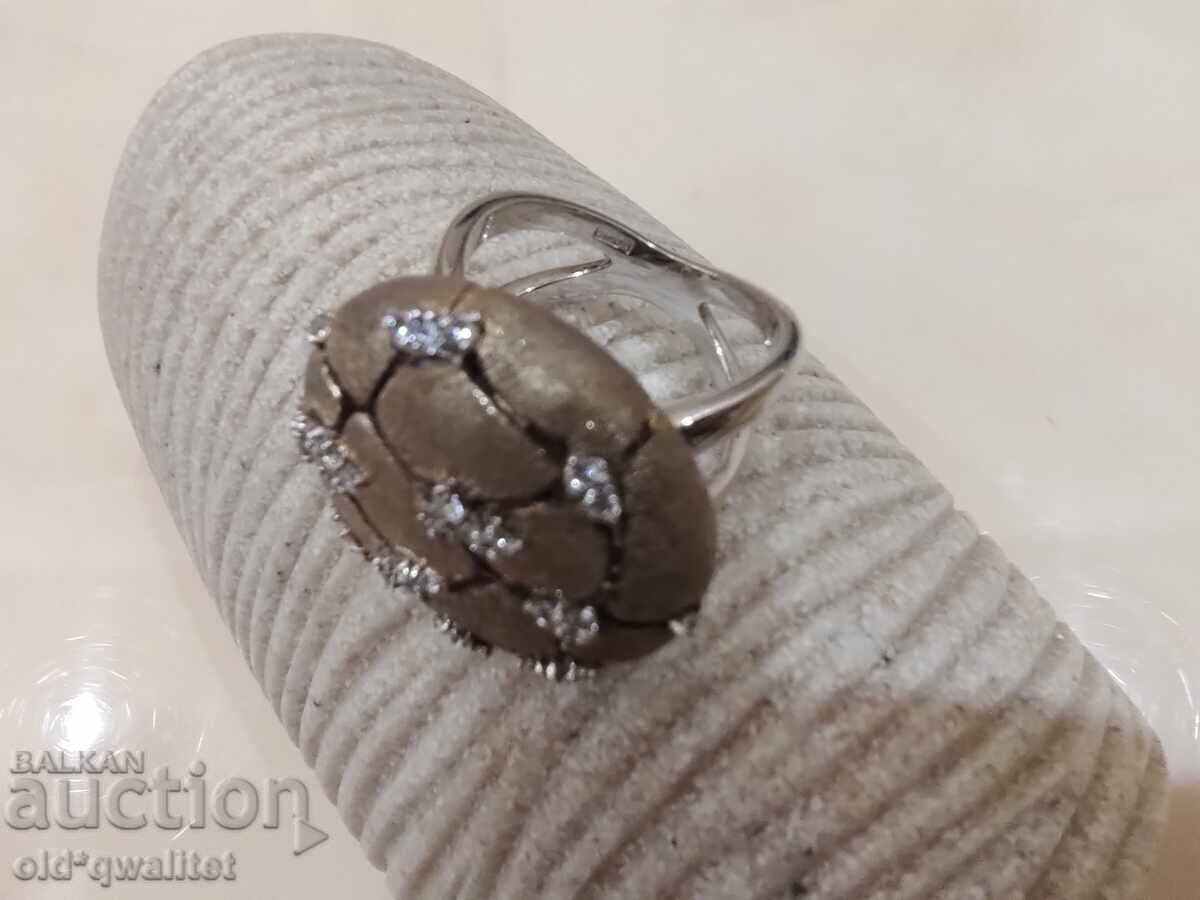 Ασημένιο Δαχτυλίδι με επιχρυσωμένο, πρωτότυπο σχέδιο - 5 Ασημένιο Δαχτυλίδι με επιχρυσωμένο, πρωτότυπο σχέδιο - 5