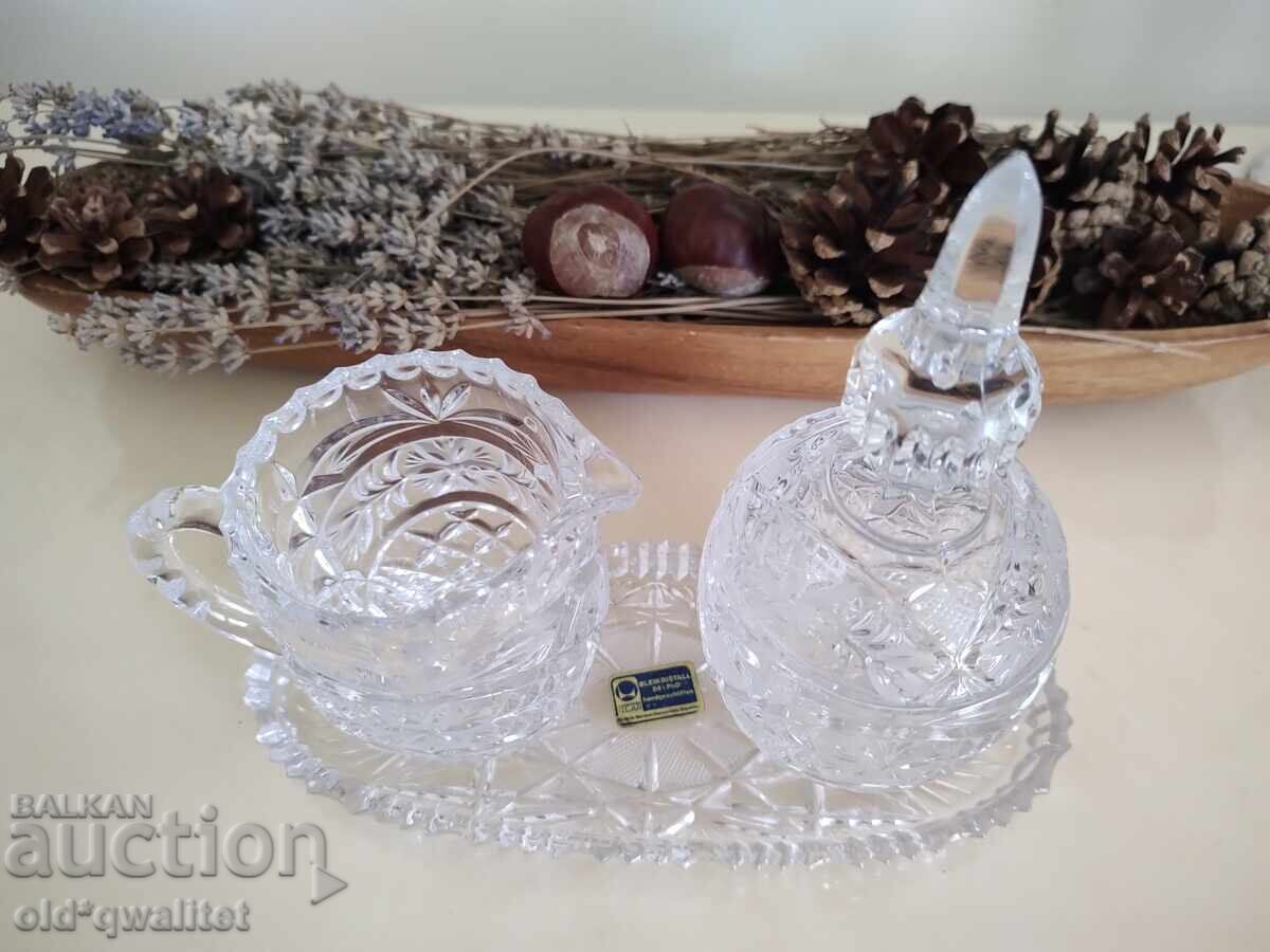 Delivery of Set - crystal! Tray and candy dish with a jug