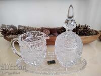Set - crystal! Tray and candy dish with a jug